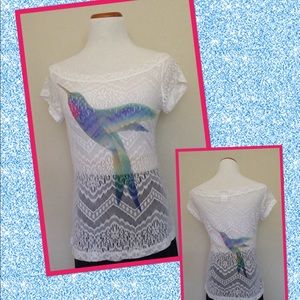 Hummingbird Lace Off Shoulder Top